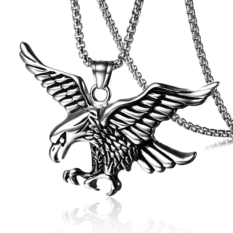 Stainless Steel Necklace Titanium Steel Men's Eagle Wings Pendant Electroplated Gold European and American Fashion Jewelry Wholesale