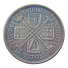 厂价直销英国1Florin 1927 1932年号外国复制镀银纪念币