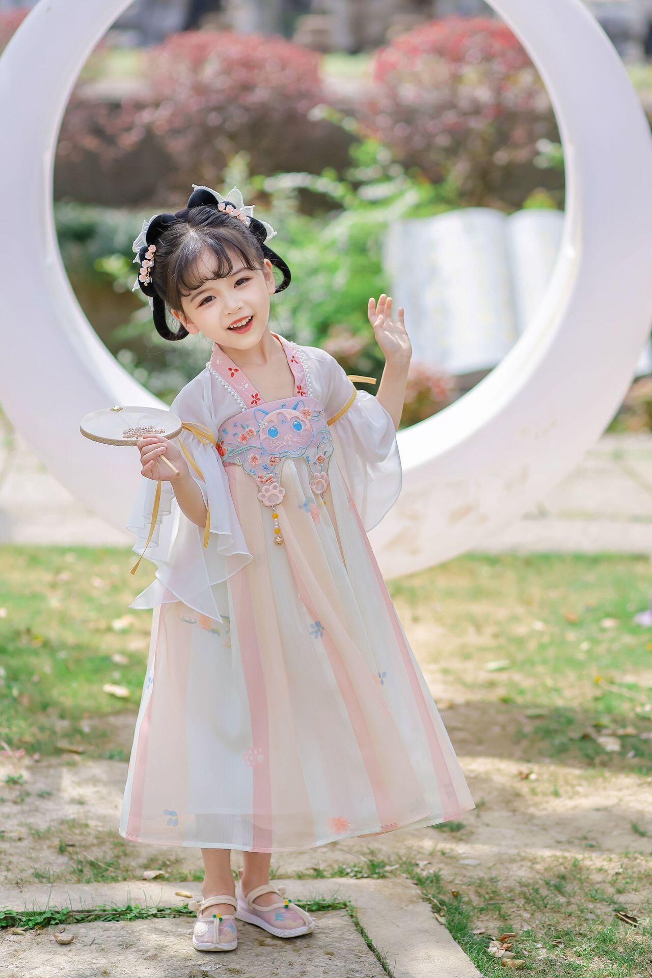 伊娃布衣夏季新品汉服改良连衣裙女童古装小女孩中国风超仙儿童裙