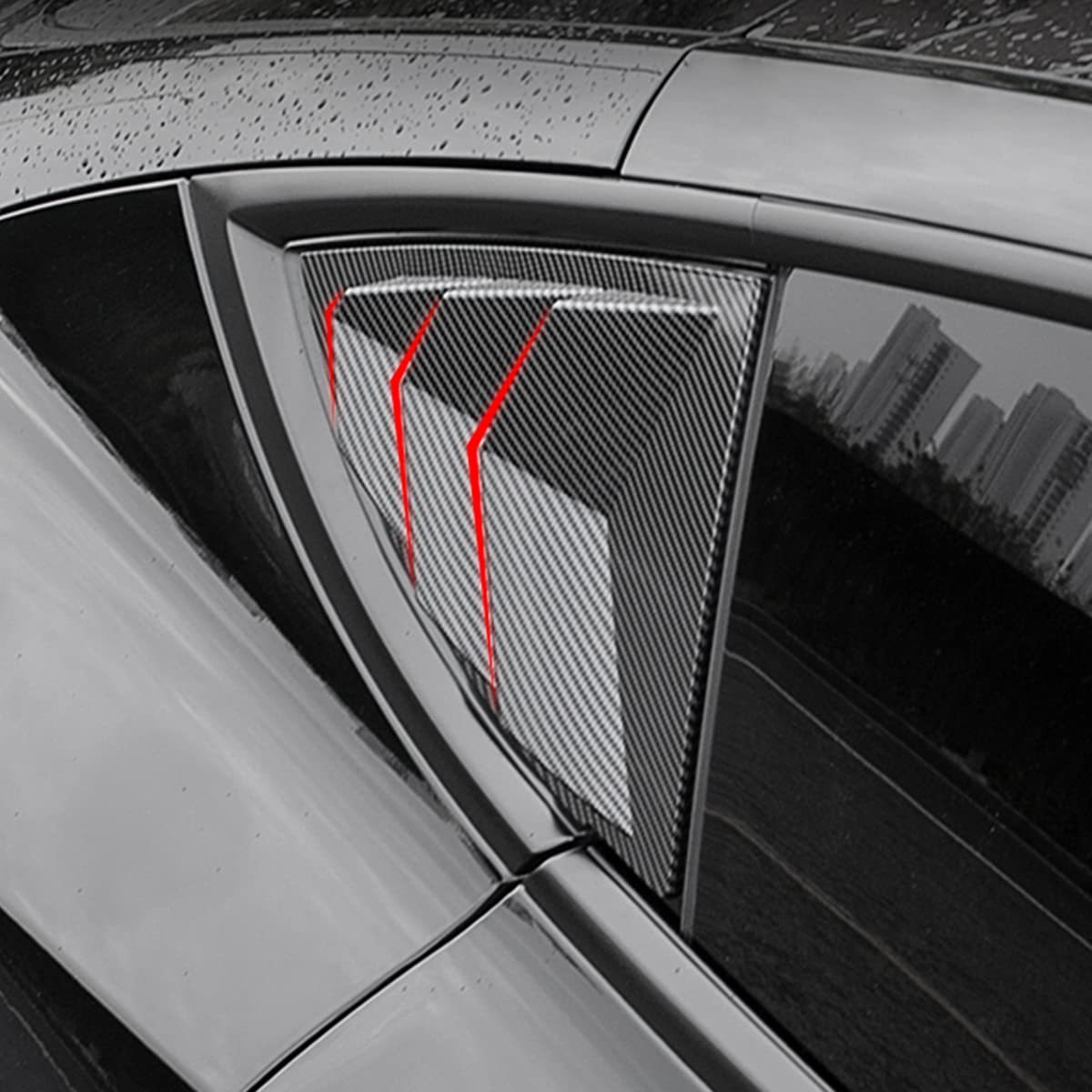 适用于特斯拉model y百叶窗后三角窗遮阳档 tesla 改装用品车身贴