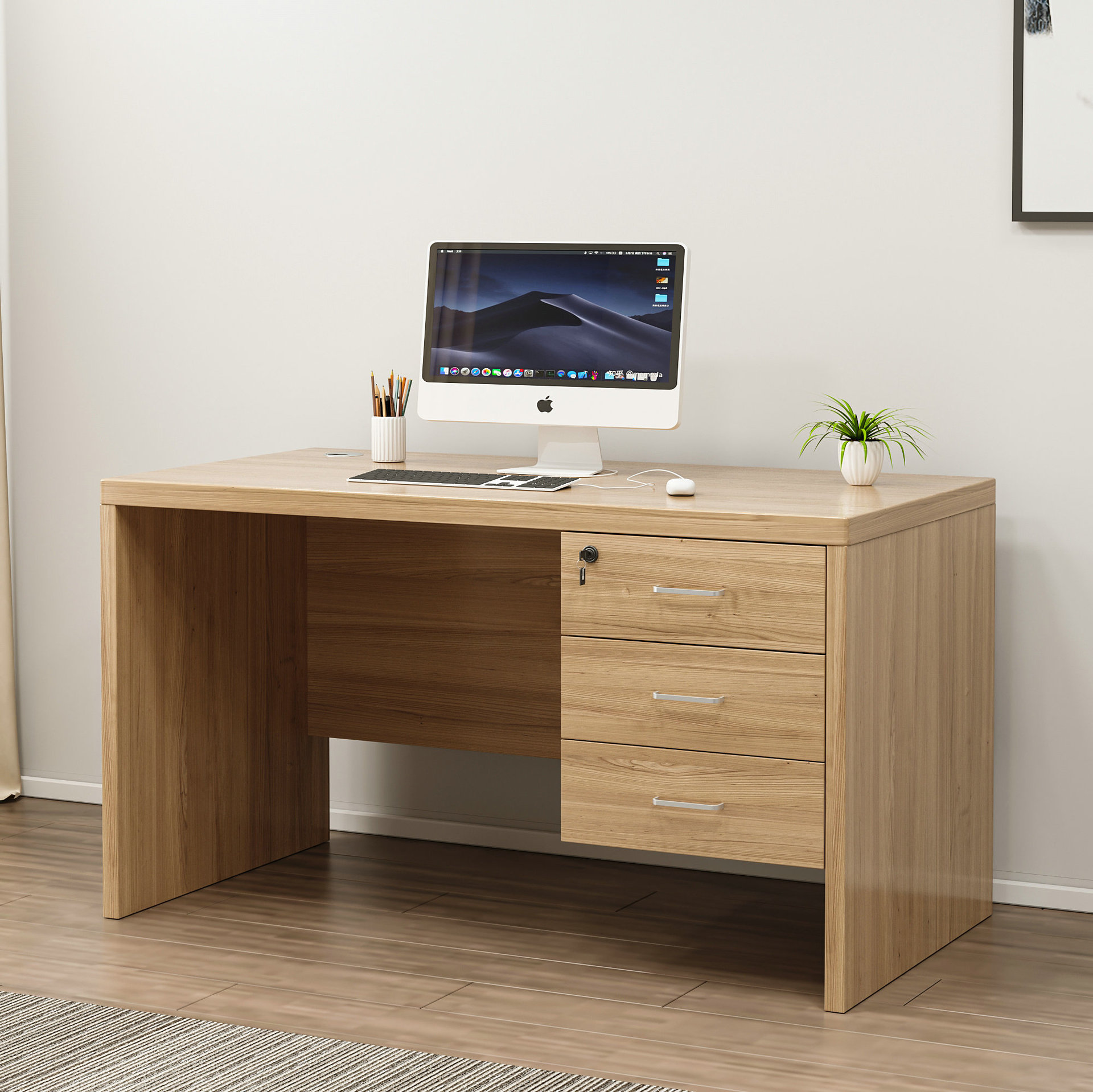 办公桌子办公室简约现代家用书桌学生卧室一体写字桌子电脑台式桌