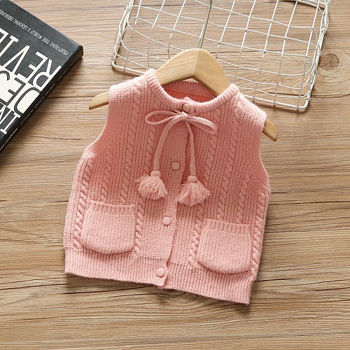 女宝宝针织毛线背心2021春季婴儿马甲开衫坎肩公主1周岁2女童马夹