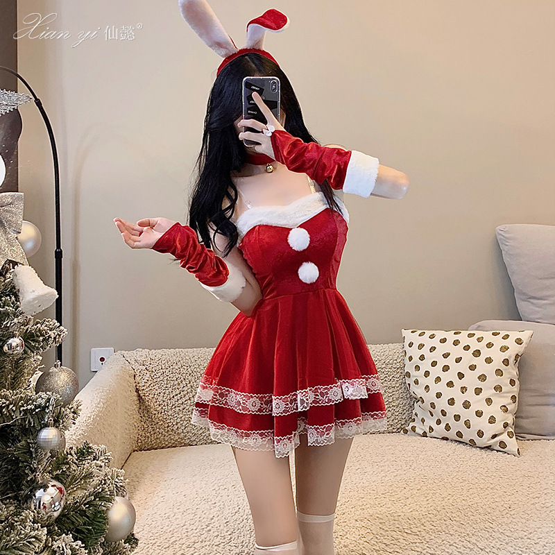 仙懿新款圣诞节服装舞台表演新年派对服性感圣诞装兔女郎cos女装