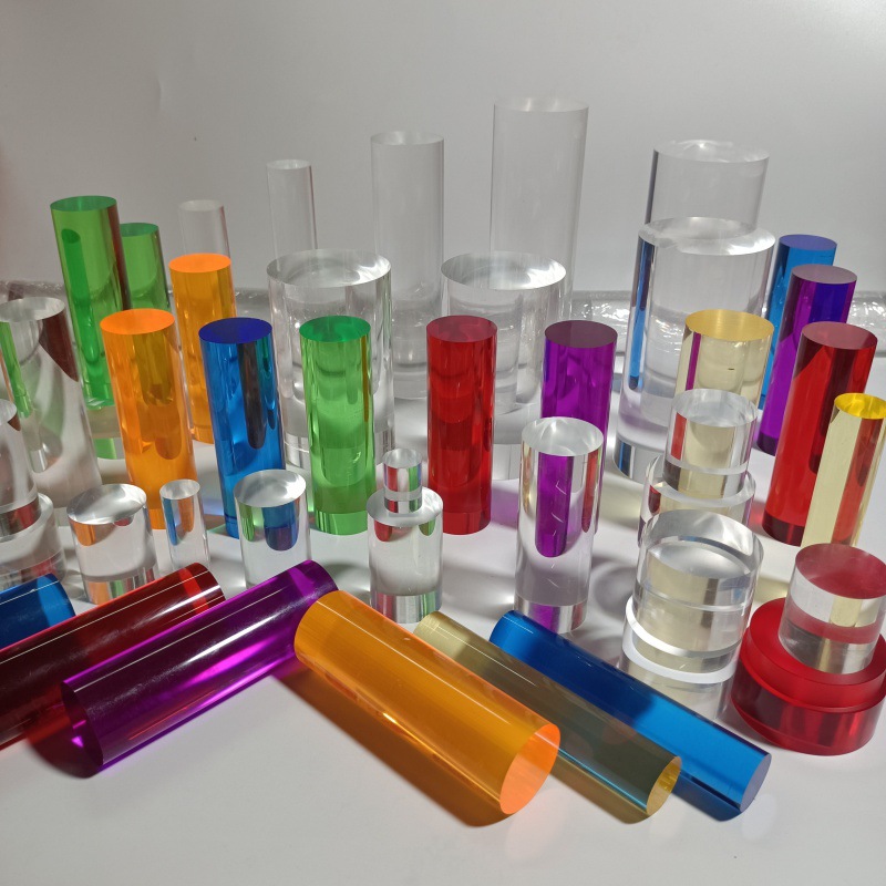 彩色亚克力棒有机玻璃实心圆形彩色棒亚克力导光棒透明圆柱棒