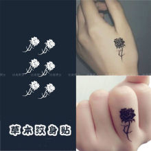 果汁纹身贴黑色玫瑰花纹身贴 防水女手指上小图案的遮疤痕贴纸