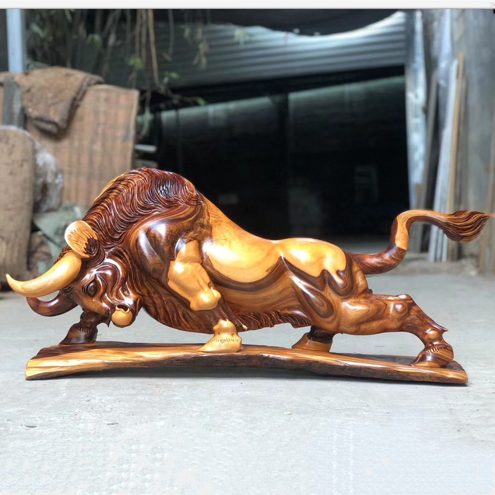 香樟牛摆件扭转乾坤花梨雕刻办公室装饰客厅崖柏根雕木雕牛气冲天