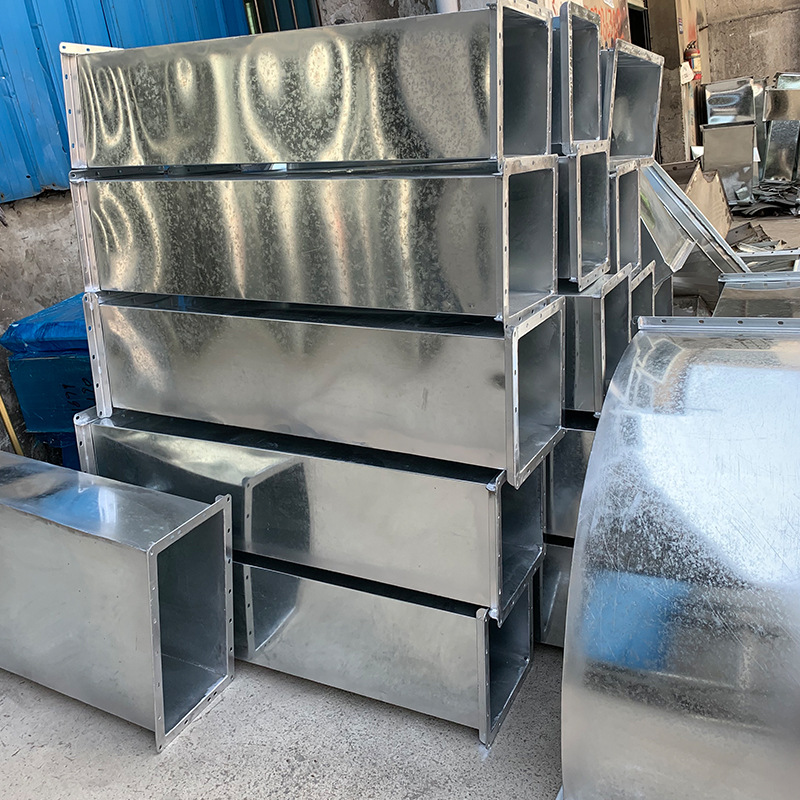 镀锌角铁法兰风管矩形通风管道白铁皮加工厨房排烟管方形风管厂家