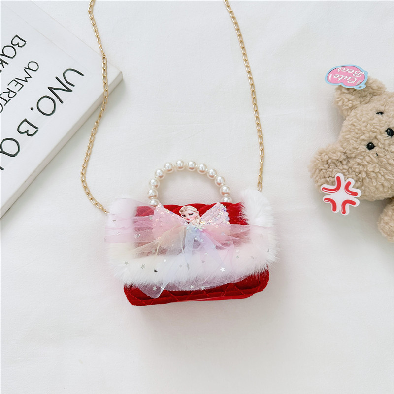 Children's New Year Bag Classic Style Pearl Tote Baby Cute Bow Chain Girl's Coin Purse Fashion