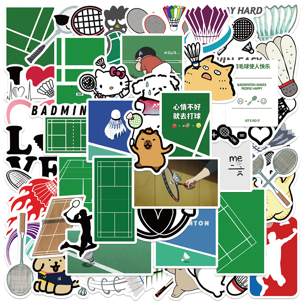 50pcs卡通羽毛球体育运动奥diy运会涂鸦手账贴画手机防水装饰贴纸