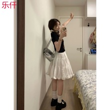 芭蕾风短款雪纺半身裙夏季韩系少女感子甜美气质蓬蓬裙短裙