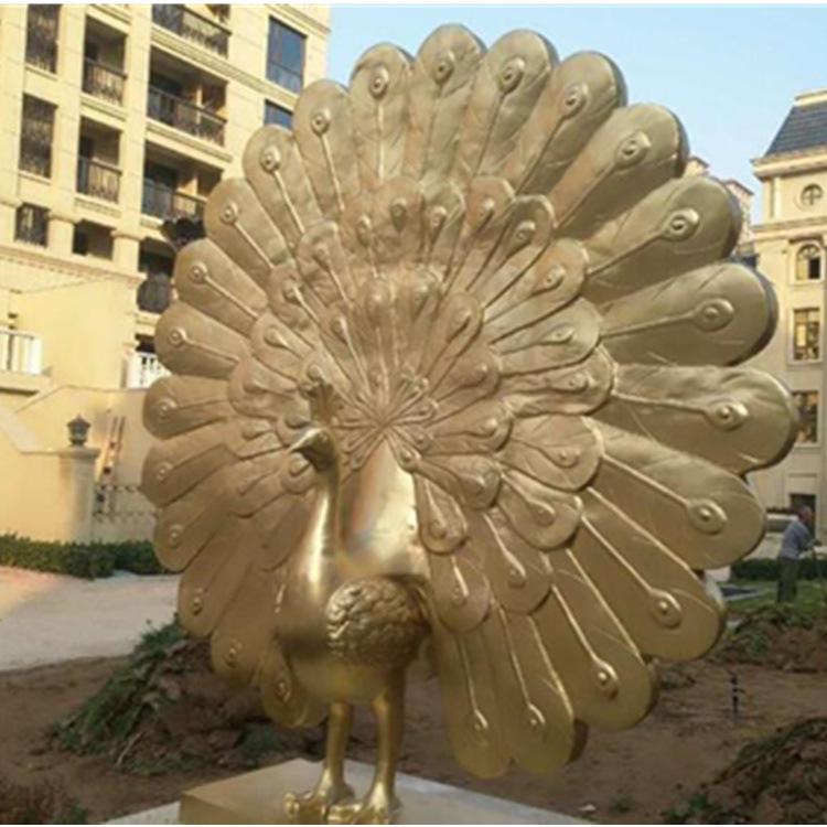 纯铜孔雀开屏雕塑 大小型宫门铜孔雀 园林景观铸铜锻铜孔雀摆件