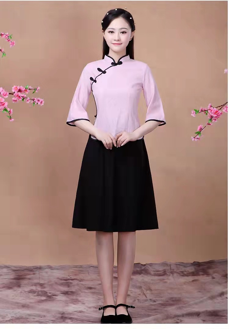 经典款民国风古装五四青年装女学生装班服复古棉麻红歌大合唱演出