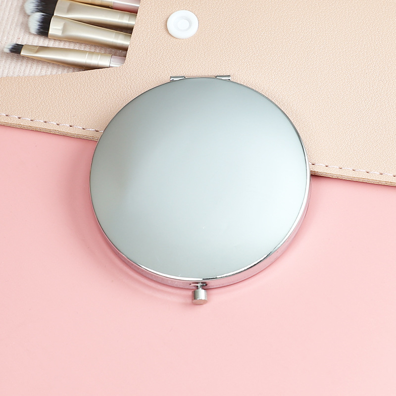 Metal Mirror Cosmetic Mirror Printing Laser Logo Double Glossy Foldable and Portable Small Mirror Engraving Gift Gift