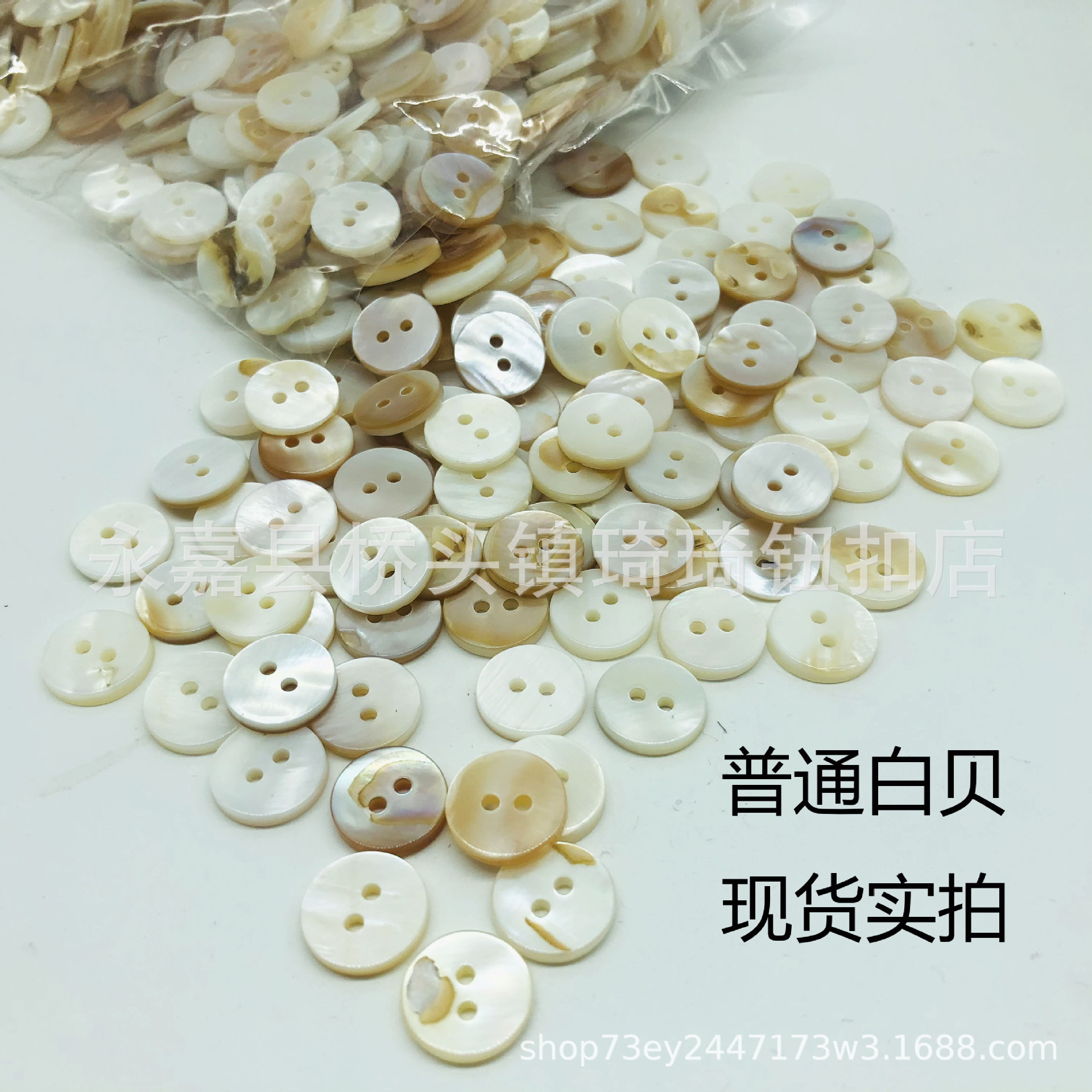 In Stock Natural Shell Button Two-Eye White Shell Button Freshwater Shell High-End Shirt Knitwear Shell Button