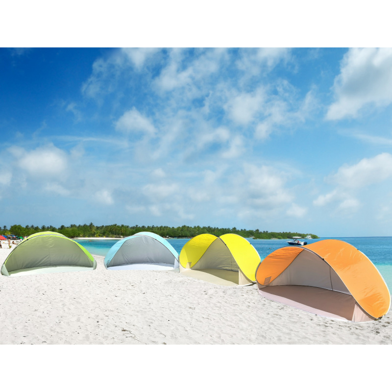 制作多人自动弹开八字沙滩帐篷遮阳篷玻纤沙滩篷