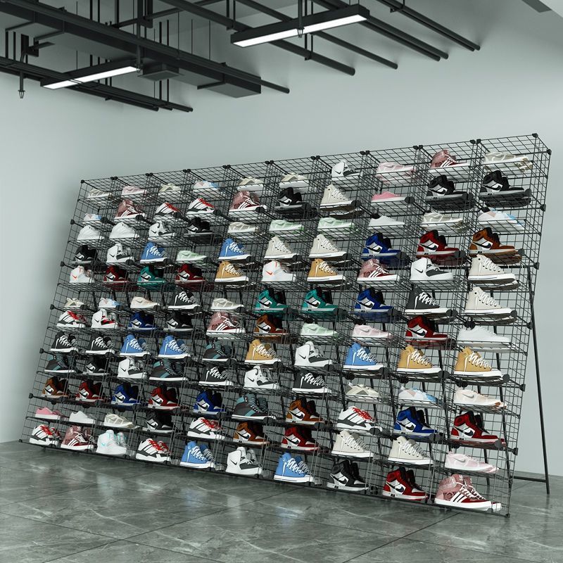 摆摊鞋架网红摆地摊卖铁艺网格鞋货架商用鞋店夜市摆鞋落地展示架