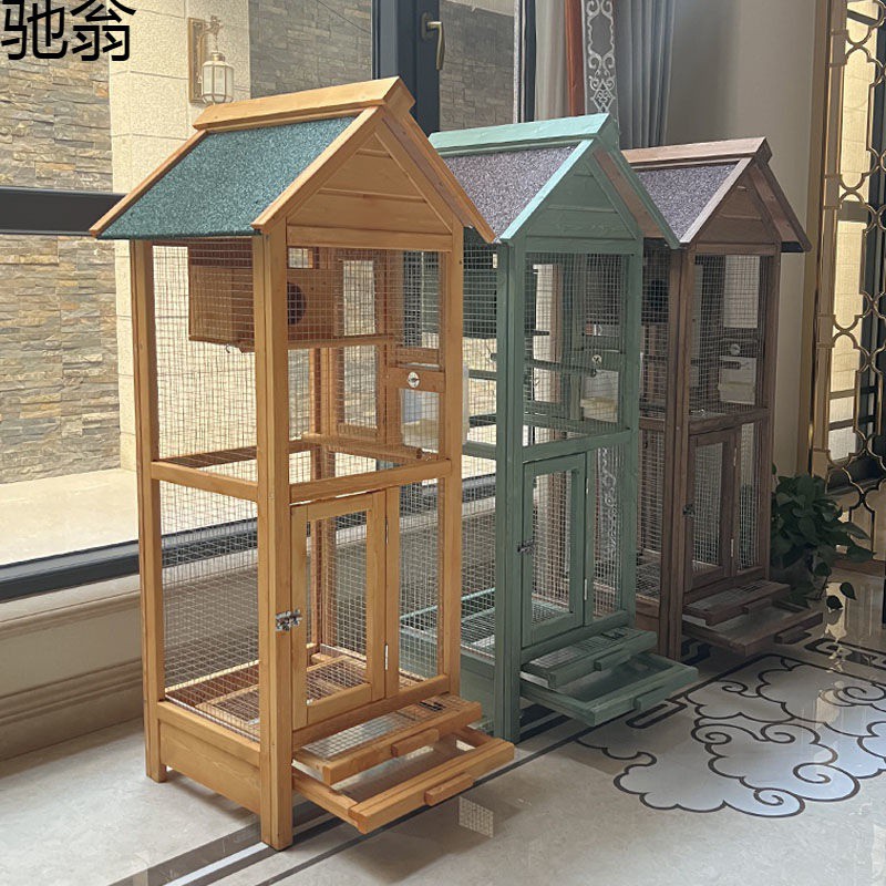 usn户外大鸟笼鸟窝防雨巢箱鹦鹉笼八哥笼子秀鸟笼木制鸟舍鸽笼虎