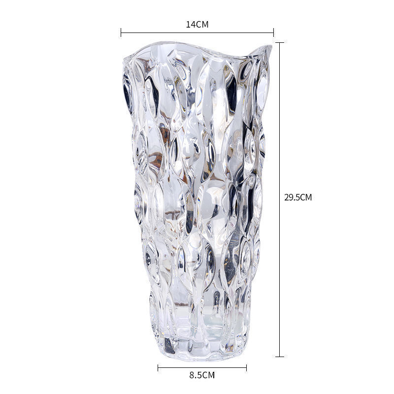 Nordic Light Luxury Crystal Glass Vase Transparent Living Room Flowers Flower Container Ryuguang Glass Vase Decorative Ornament