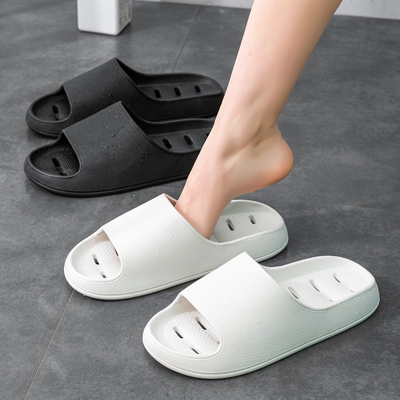 Slip-on Slippers for Women Summer Indoor Home Mute Bathroom Bath Leaking Non-Slip Thick Bottom Home Sandals Men