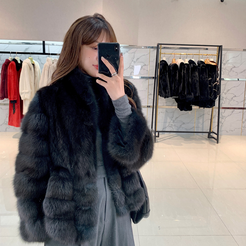 海宁水貂皮草外套女紫貂扫雪貂短款加拿大貂皮大衣女-阿里巴巴