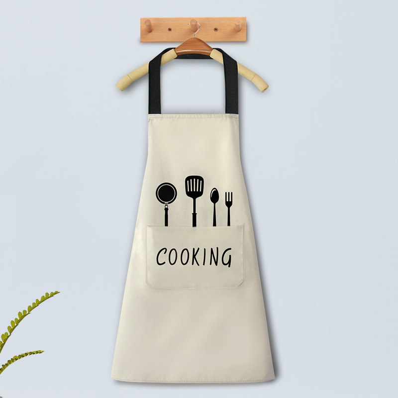 Knife and Fork Hand-Wiping Apron Waterproof Oil-Proof Thickening plus-Sized Sling Advertising Printed Logo Kitchen Coffee Shop Apron