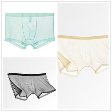 男士透明内裤3条男全透明平角大码性感网纱薄贴身囊袋裤头-阿里巴巴