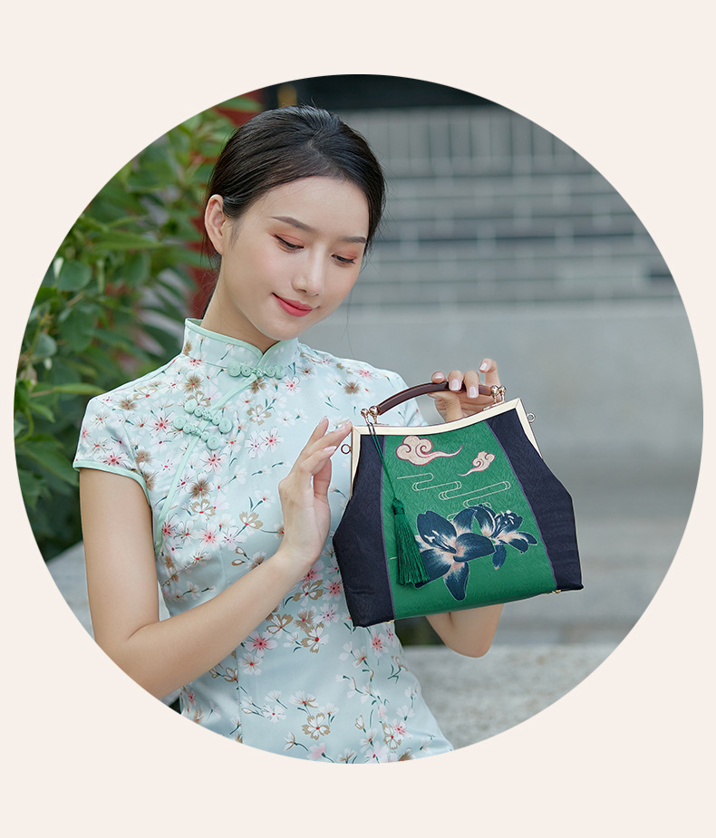 2021秋季新品旗袍古风手提包复古女包手工口金包晚宴包中国民国风