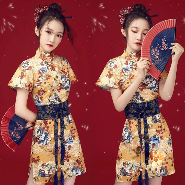 影楼服装改良舞台复古2021舞蹈演出新款旗袍主题个人艺术国潮