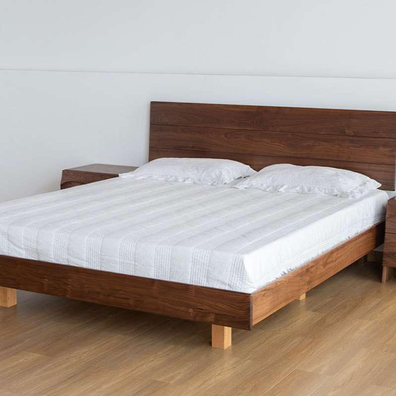 家具北欧全实木硬枫木床现代简约日式黑胡桃木双人悬浮床-阿里巴巴