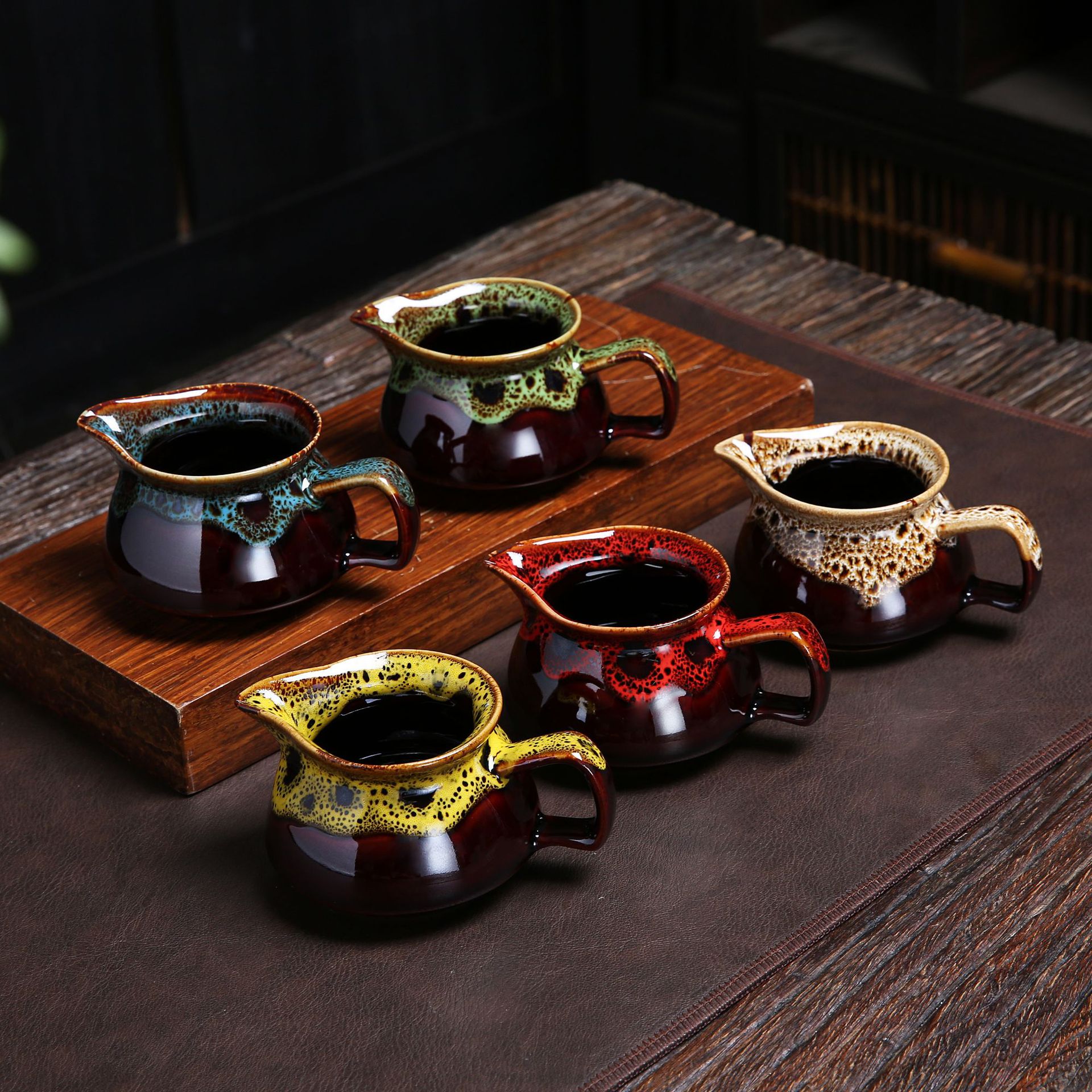 窑变公道杯公杯茶漏套装简约陶瓷大号茶海分茶器功夫茶具配件