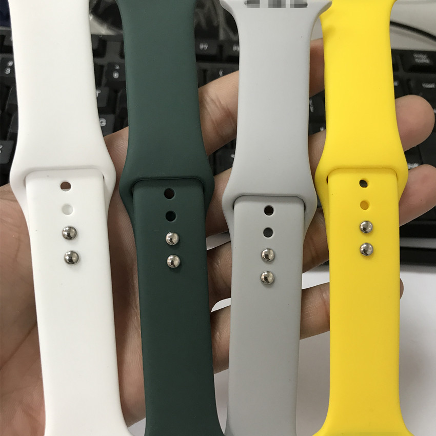 Apple Watch Watchband Solid Color Double Nail Double Buttons Style Apple Watch1-7 Generation Monochrome Silicone Strap