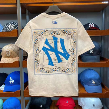 官网同款潮牌ny字母t恤短袖男女款夏季休闲宽松刺绣运动圆领上衣