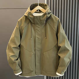 春秋季连帽外套男士潮牌休闲百搭工装夹克时尚运动简约户外冲锋衣