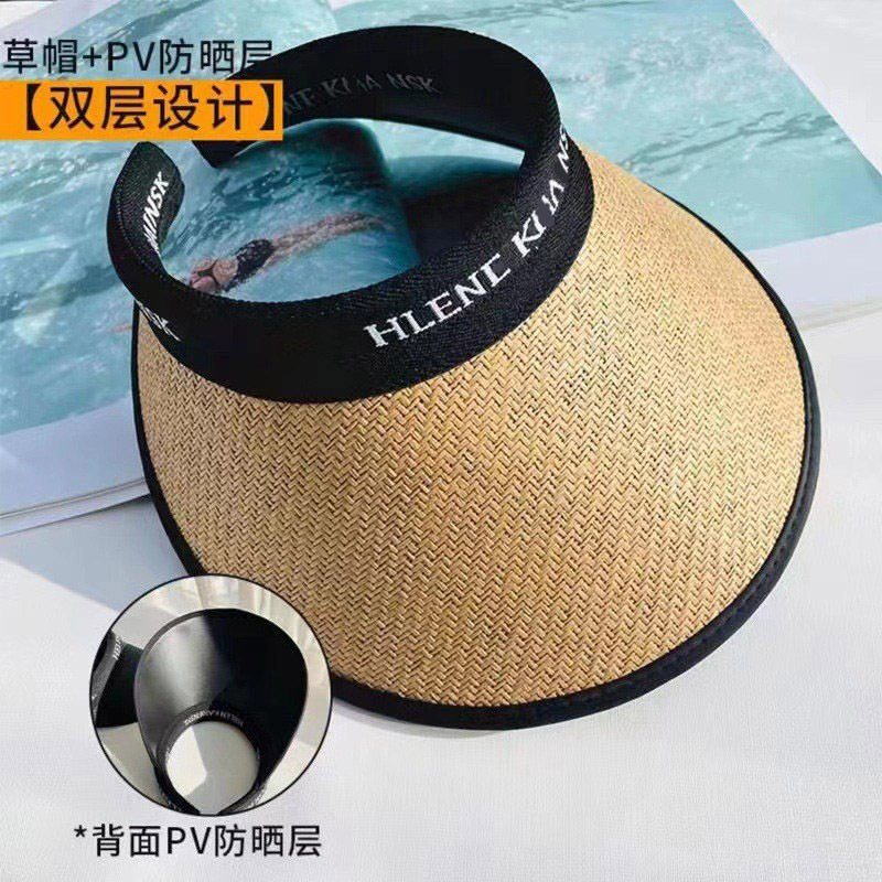 Sun Protection Hat Women's Summer Sun Hat Air Top Vinyl New Raffia Hat Big Brim Cycling Sun Hat in Stock