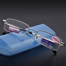 眼镜厂批发年年福牌半框拉丝非球面加硬树脂片老花镜 2017款