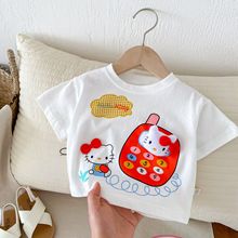 儿童卡通T恤 0-5岁夏季韩国童装女童可爱猫咪体恤宝宝夏装潮AY482