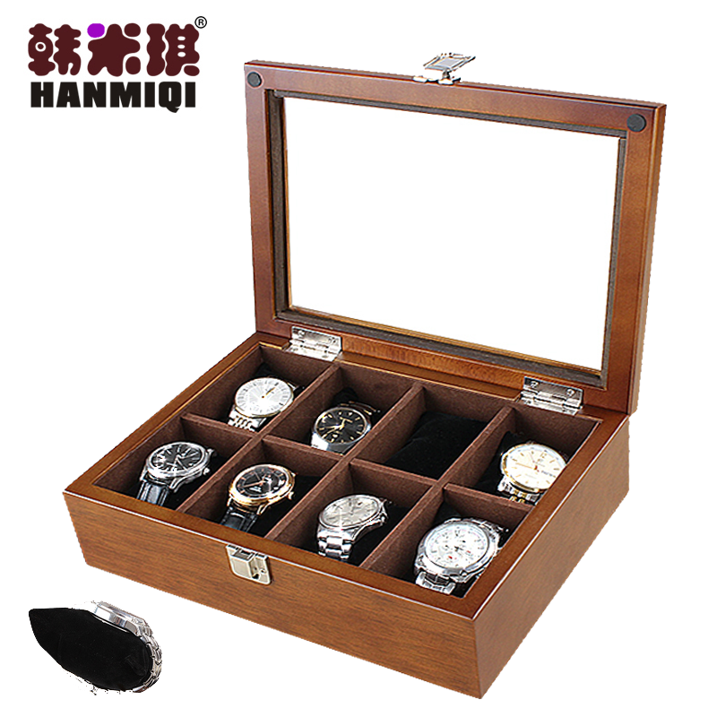 7L实木质手表盒收纳盒木质首饰盒手串收集家用展示简约表箱手表收