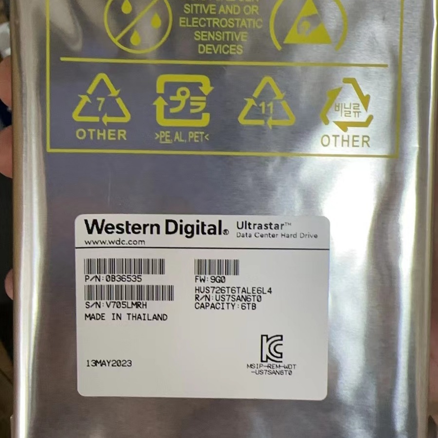 WD西部数据 企业级硬盘 HUS726T6TALE6L4 7200转 6T 适用于电脑