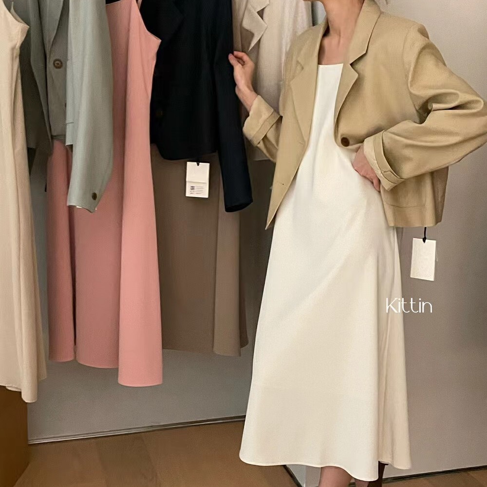 清仓不退换 新款冷淡风性感a字吊带裙韩系简约百搭连衣打底长裙