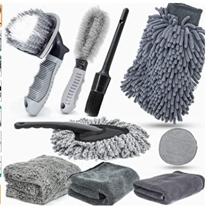 Amazon Hot Sale Car Wash Tool Brush Car Wash Brush 9-Piece Set Car Tire Brush Wheel Hub Brush Encryption Car Wash Gloves