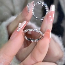 小众设计镶钻戒指女生高级感满钻甜美食指戒指环饰品配件批发代发