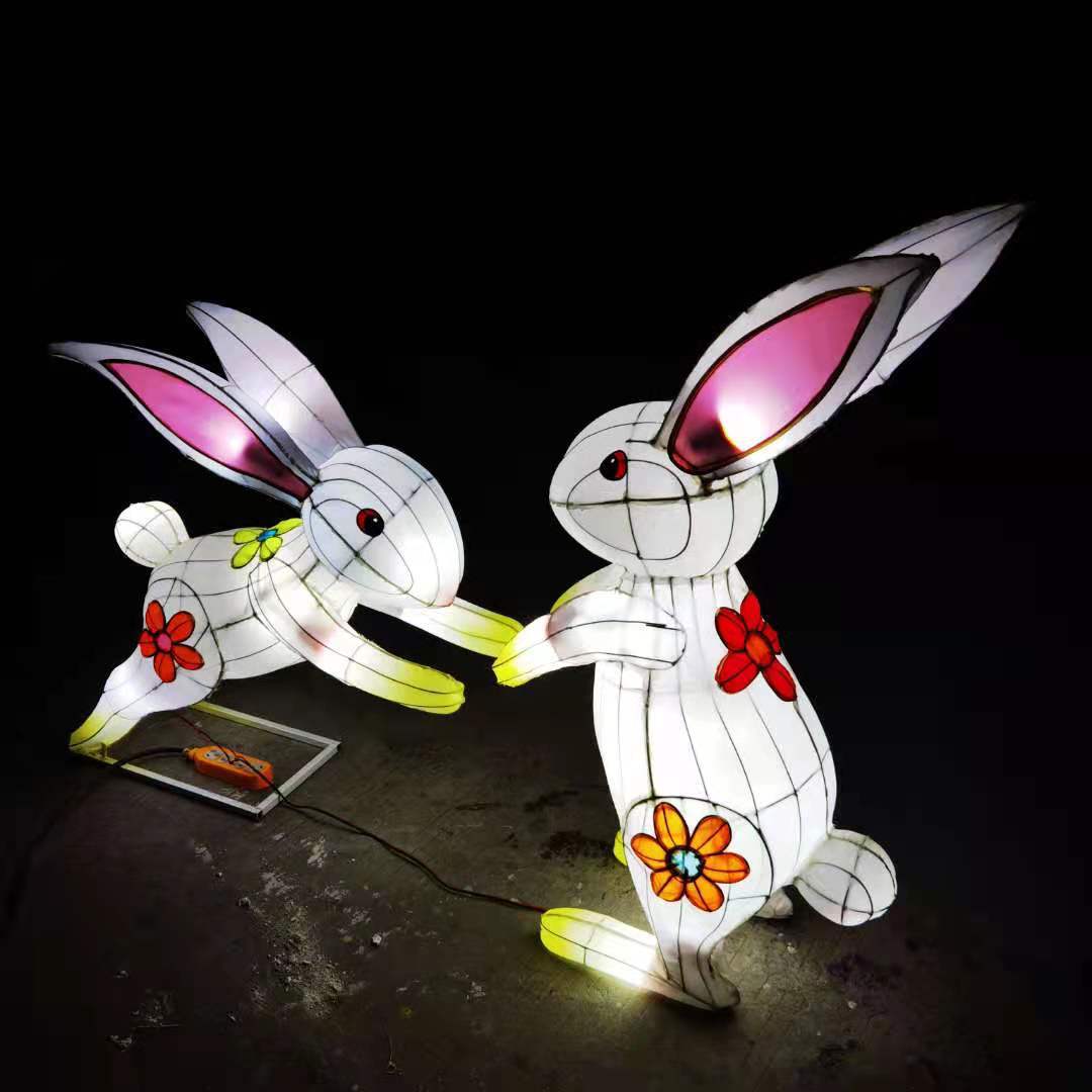 大型灯会中秋节花灯彩纯手工卡通兔子月亮灯组装饰公园商场美陈
