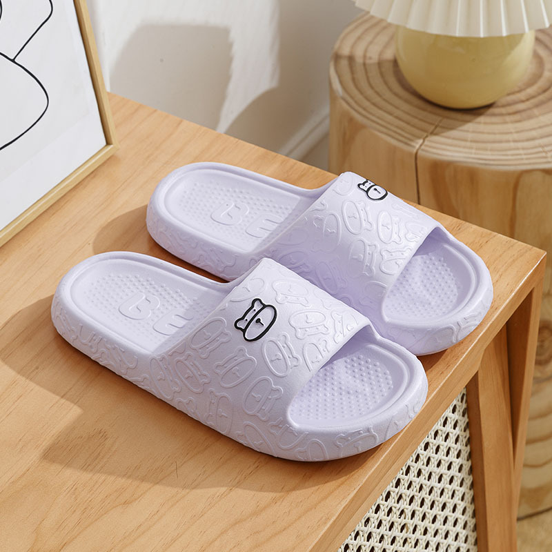 Summer New Slippers Women's Couple Household Outer Wear Cartoon Thick Bottom Non-Slip Bathroom Bath Slippers Men's Summer Wholesale