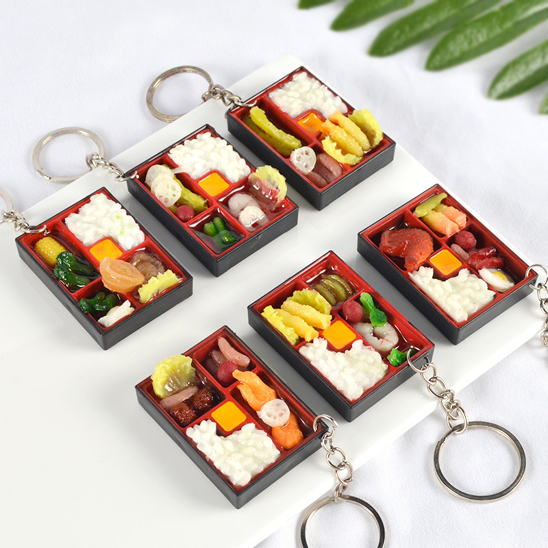 PVC Simulation Chinese Lunch Box Candy Toy Food Pendant Model Taiwan Bento Refridgerator Magnets Doll House Prop Decoration