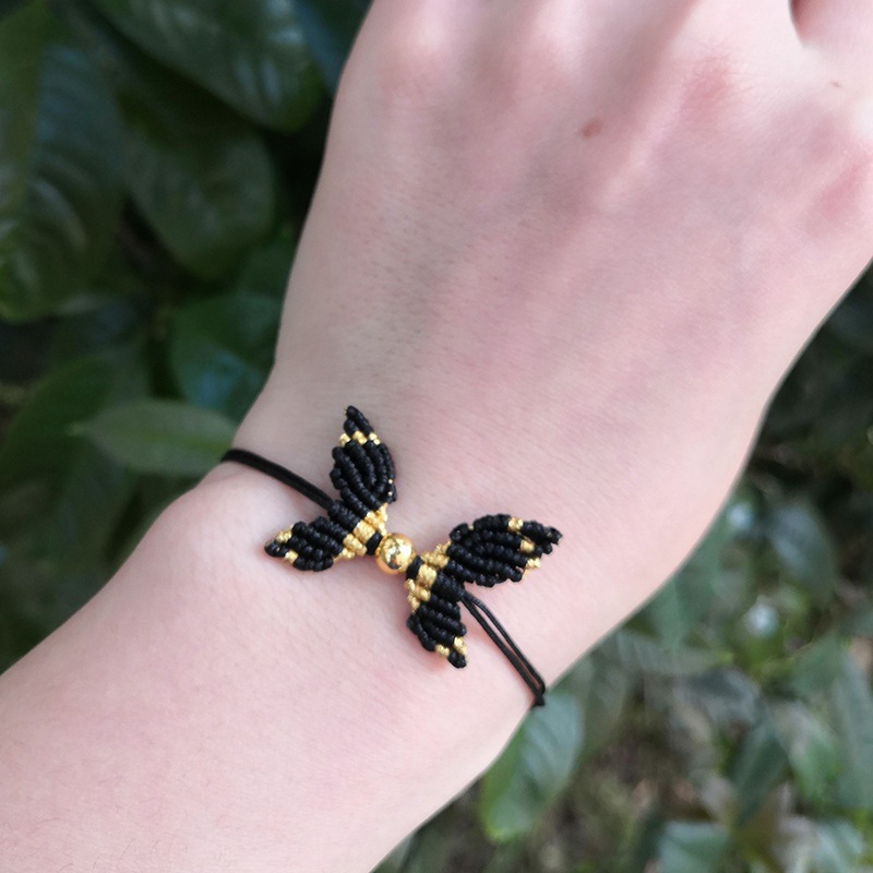 蝴蝶抖音网红同款手链本命年转运红绳手工编织饰品闺蜜礼物玉线