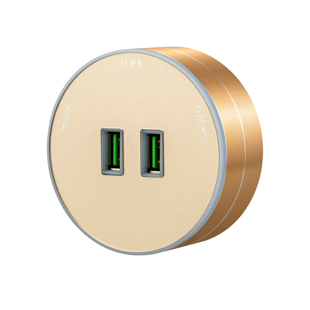 led红灯轨道插座厨房专用圆形铝环适配器usb通用三孔国内五孔排插