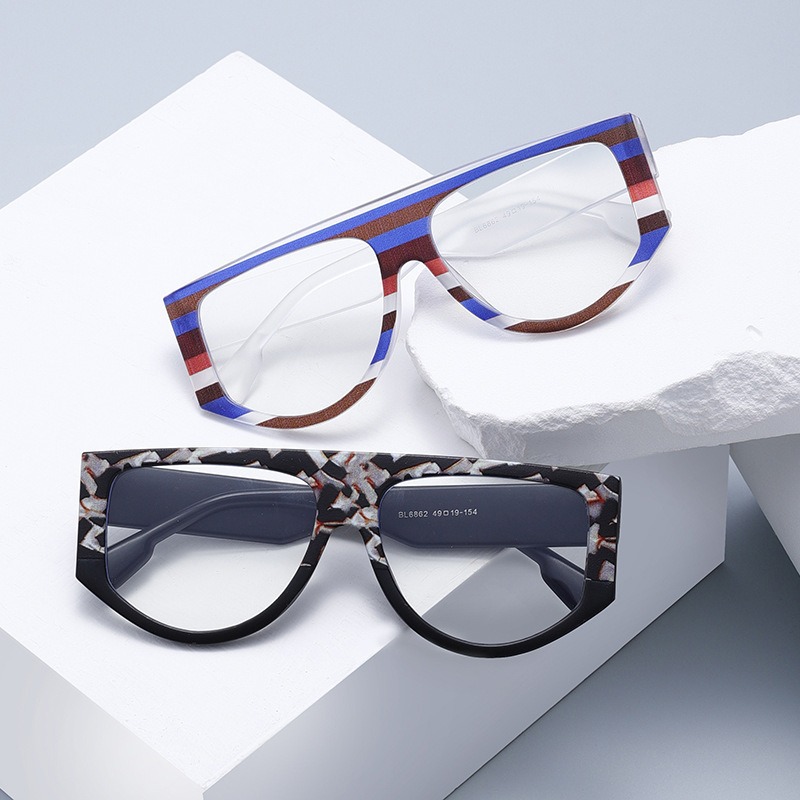 2024跨境新款时尚素颜眼镜架 欧美潮流高级感防蓝光平光镜bl6862
