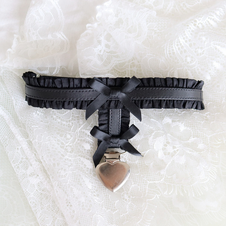少女粉色花边皮质腿环 哥特黑色蝴蝶结大腿带 腿圈 吊袜带lolita
