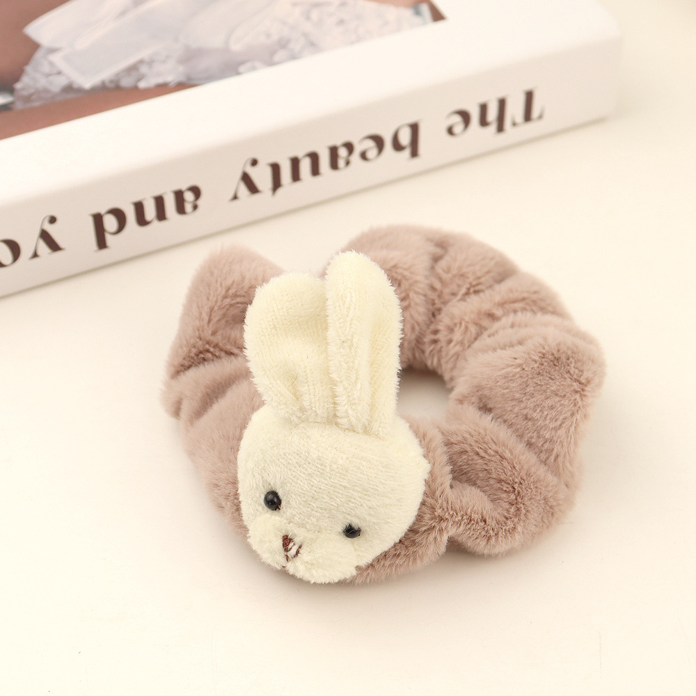 Plush Bear Large Intestine Hair Ring Back Head Hair Volume Cute Cartoon Plush Hair Rope Large Cartoon Fur Ring