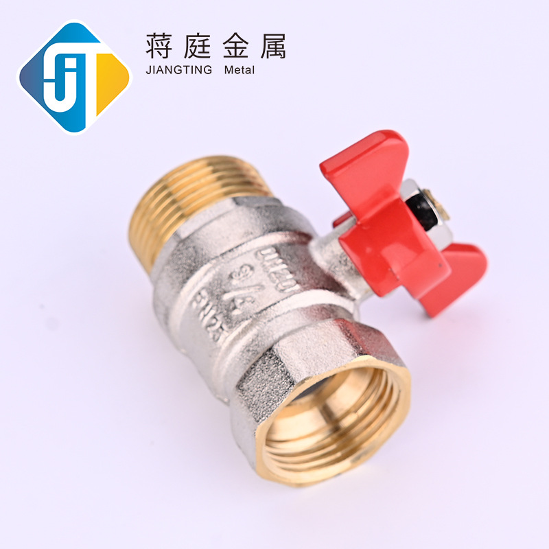 Factory Direct Sales Internal and External Thread Butterfly Handle Brass Ball Valve Tap Water Pipe Valve Internal and External Thread Electroplating Ball Valve